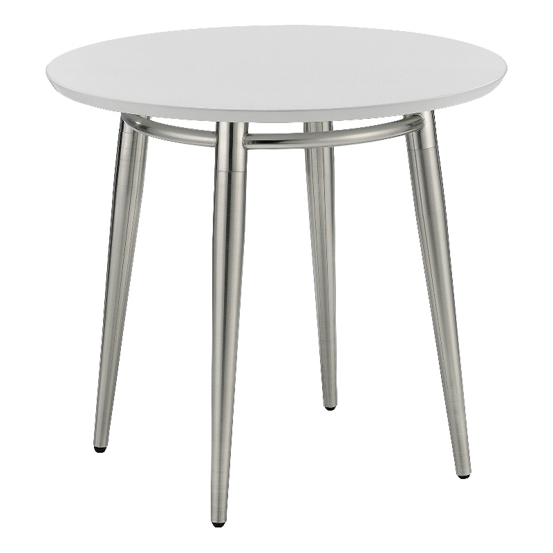Scranton & Co Round End Table with White Painted Top Brushed Nickel Base