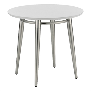 Scranton & Co Round End Table with White Painted Top Brushed Nickel Base