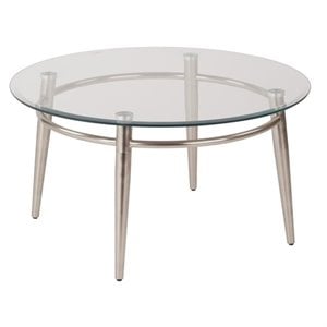 Scranton & Co Round Glass Coffee Table in Brushed Nickel Metal Finish