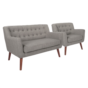 Scranton & Co Mid-Century 2-Piece Set in Cement Gray Fabric Coffee Legs