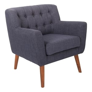 Scranton & Co Mid-Century Modern Sofa in Navy Blue Fabric with Coffee Legs