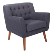 Scranton & Co Mid-Century Modern Sofa in Navy Blue Fabric with Coffee Legs