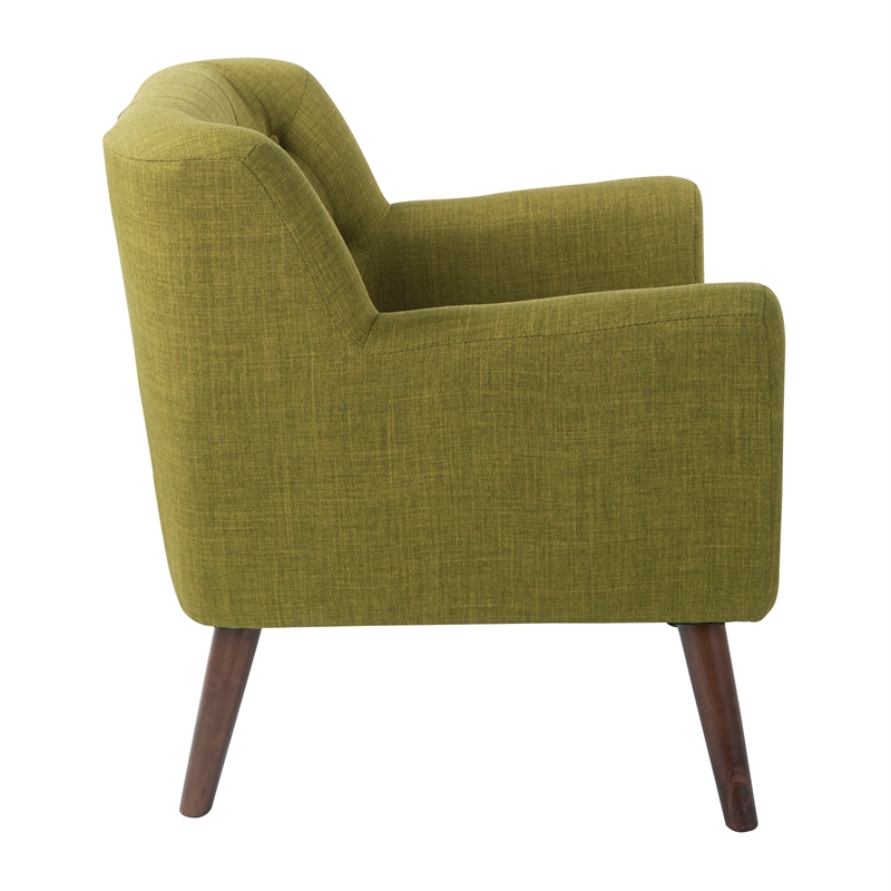 Scranton & Co Mid-Century Modern Sofa in Green Fabric with Coffee Legs