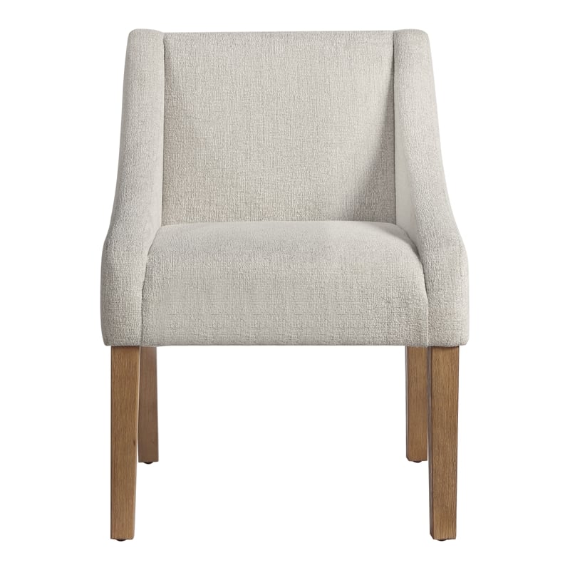 Scranton & Co Scoop Back Accent Chair in Cream Fabric Espresso Legs
