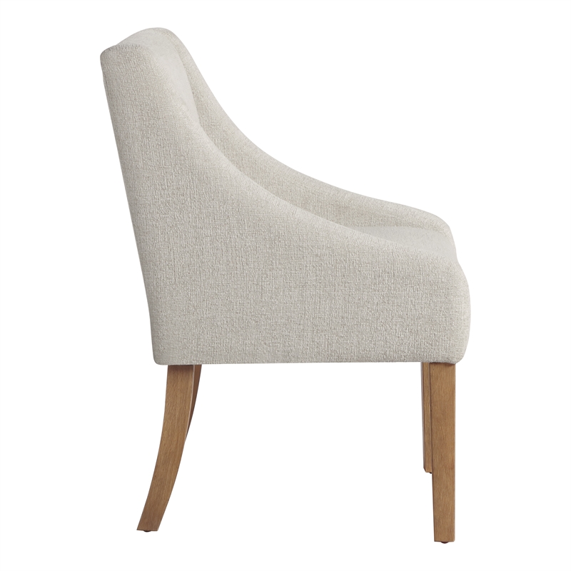 Scranton & Co Scoop Back Accent Chair in Cream Fabric Espresso Legs