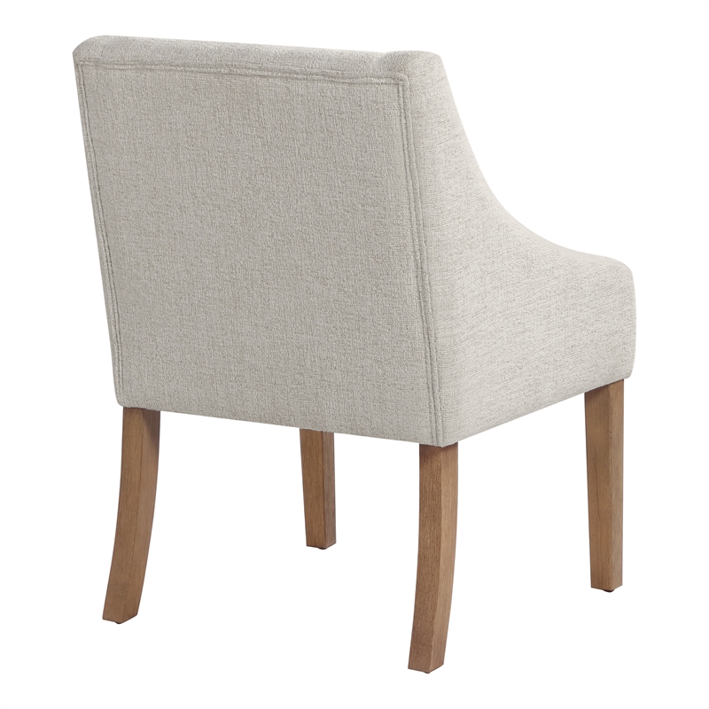 Scranton & Co Scoop Back Accent Chair in Cream Fabric Espresso Legs