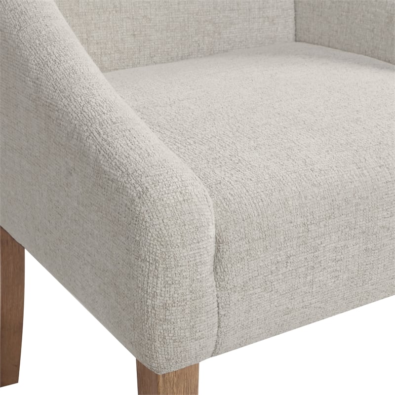 Scranton & Co Scoop Back Accent Chair in Cream Fabric Espresso Legs
