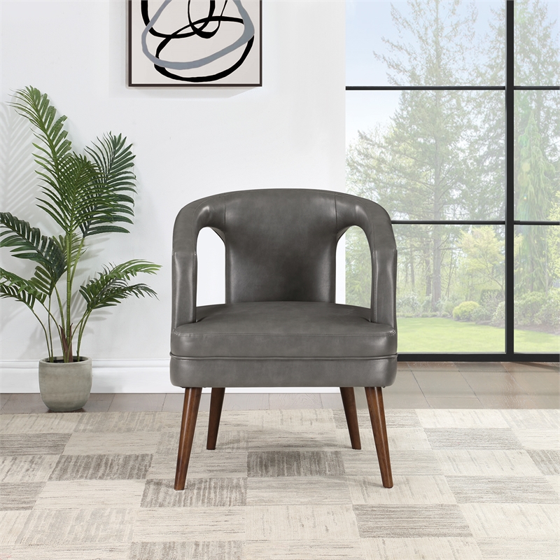 Scranton & Co Modern Accent Reception Chair in Pewter Gray Faux Leather