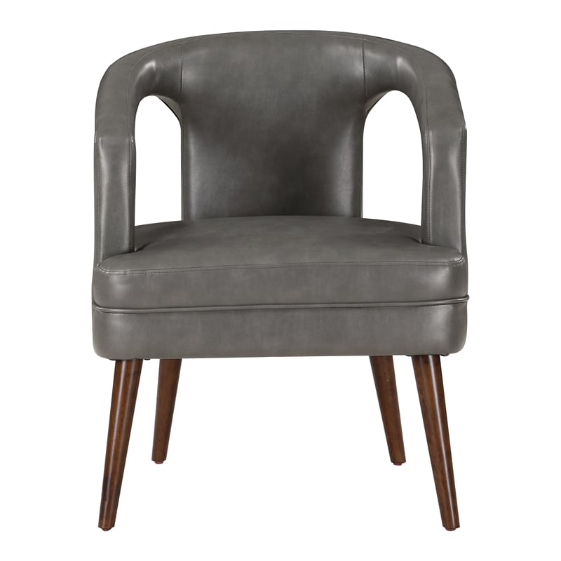Scranton & Co Modern Accent Reception Chair in Pewter Gray Faux Leather