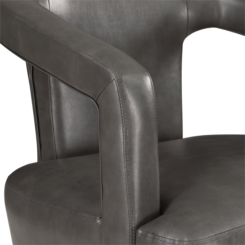 Scranton & Co Modern Accent Reception Chair in Pewter Gray Faux Leather