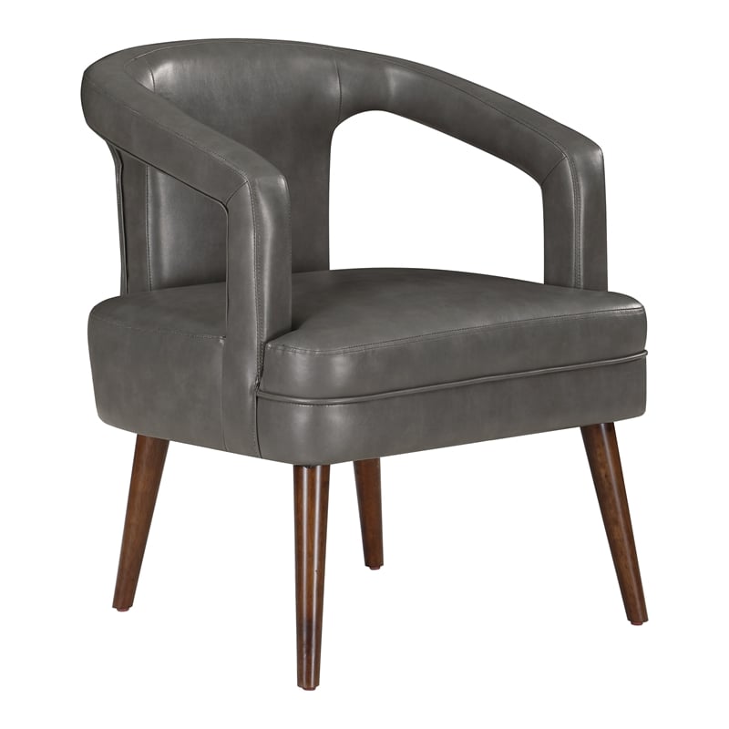 Scranton & Co Modern Accent Reception Chair in Pewter Gray Faux Leather