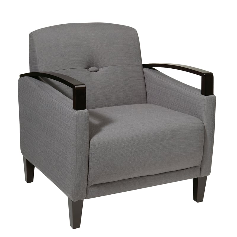 Scranton & Co Woven Charcoal Gray Accent Chair with Espresso Finish Arms