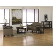 Scranton & Co Woven Seaweed Green Loveseat with Espresso Wood Accents