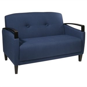 Scranton & Co Woven Indigo Blue Loveseat with Espresso Wood Accents
