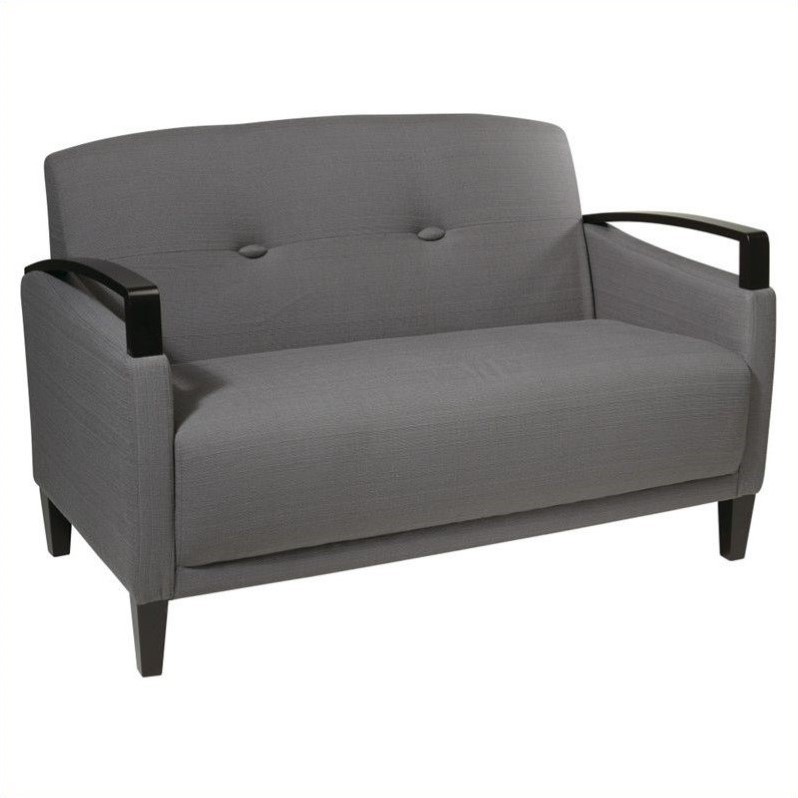 Scranton & Co Woven Charcoal Gray Loveseat with Espresso Wood Accents