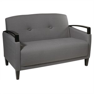 Scranton & Co Woven Charcoal Gray Loveseat with Espresso Wood Accents