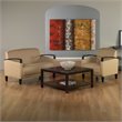Scranton & Co Woven Wheat Loveseat with Espresso Wood Legs and Arms