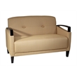 Scranton & Co Woven Wheat Loveseat with Espresso Wood Legs and Arms
