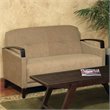 Scranton & Co Woven Wheat Loveseat with Espresso Wood Legs and Arms