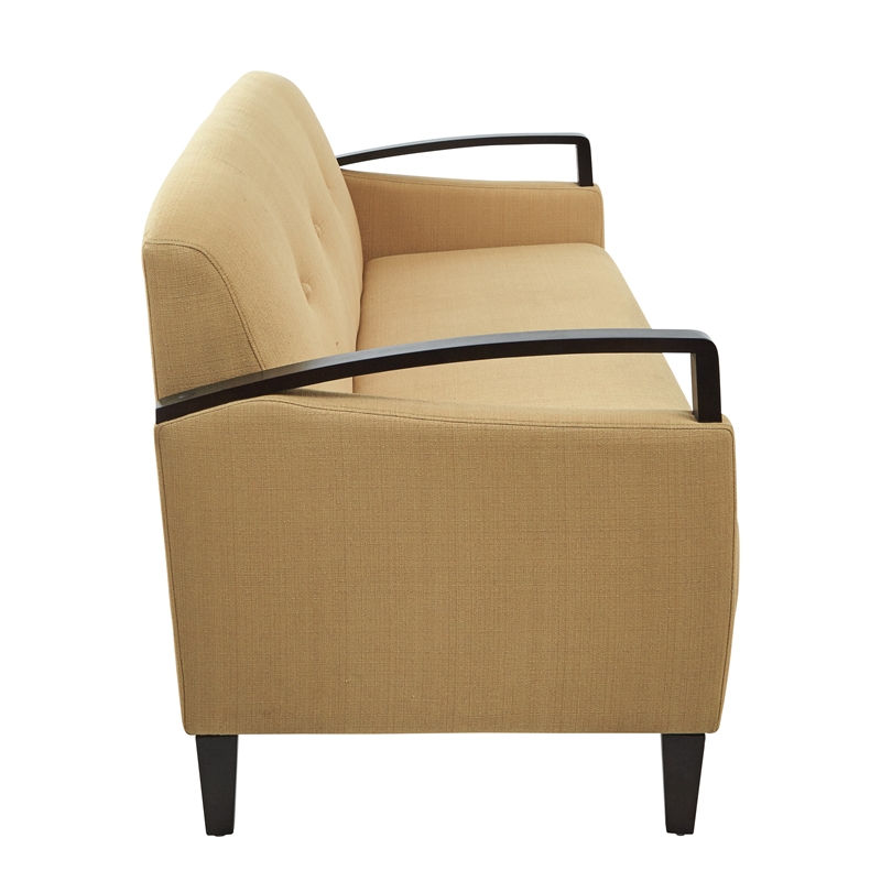 Scranton & Co Sofa in Woven Wheat Beige Fabric with Espresso Accents