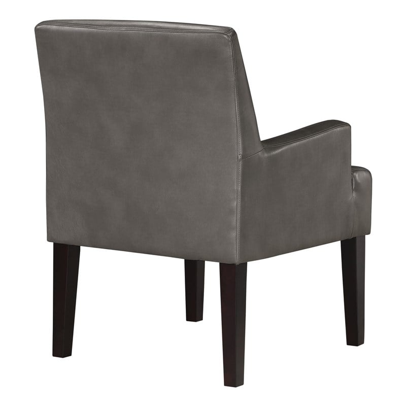 Scranton & Co Traditional Armchair in Pewter Faux Leather Tapered Legs