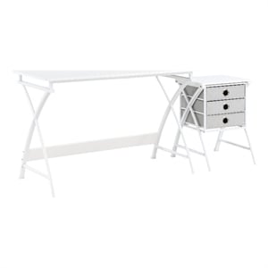 Scranton & Co 48&quot Utility Desk with Storage Stand in White Metal Frame