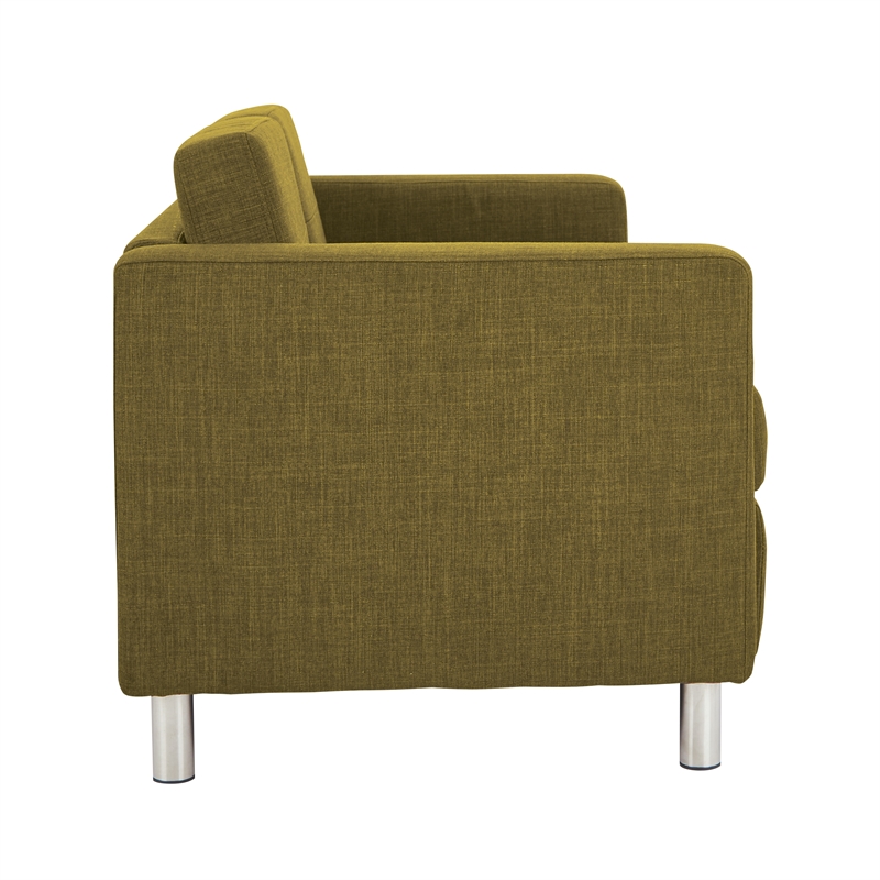 Scranton & Co Contemporary Loveseat in Green Fabric Chrome Legs