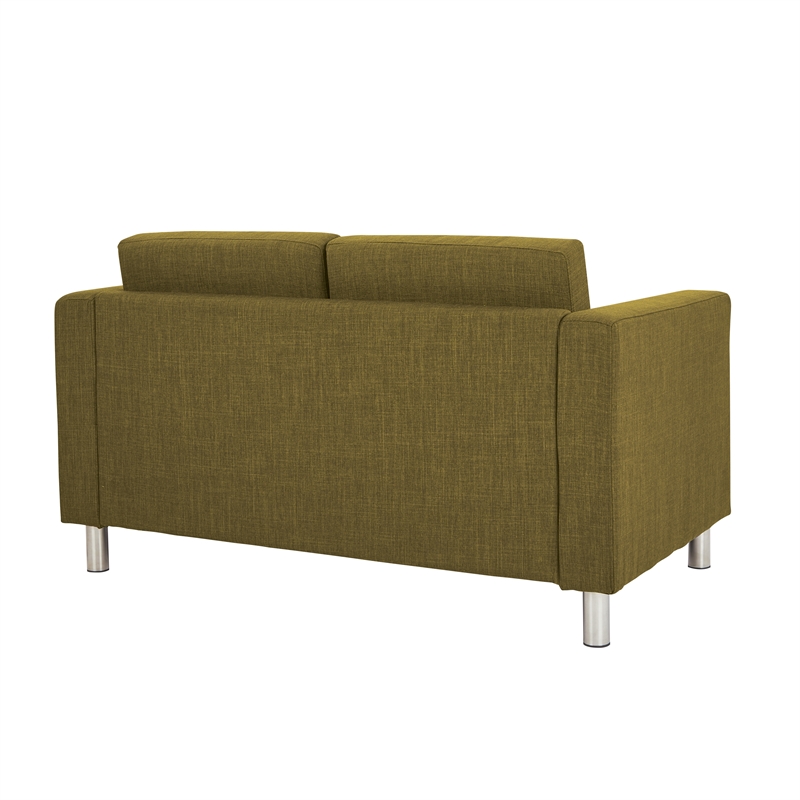 Scranton & Co Contemporary Loveseat in Green Fabric Chrome Legs