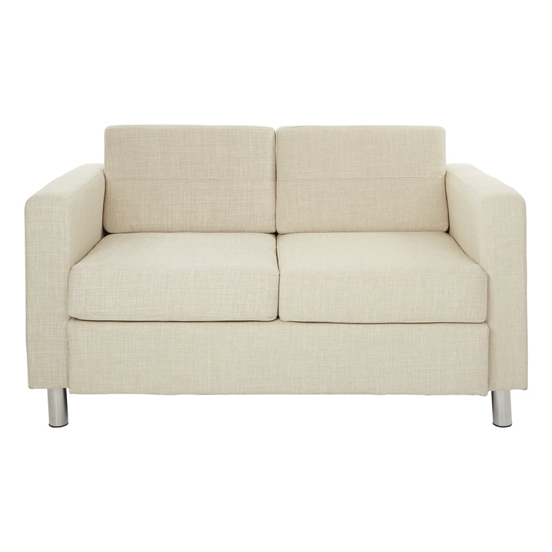 Scranton & Co Contemporary Loveseat in Cream Fabric Chrome Finish Legs