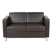 Scranton & Co Contemporary Loveseat in Espresso Faux Leather Silver Legs