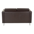 Scranton & Co Contemporary Loveseat in Espresso Faux Leather Silver Legs