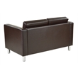 Scranton & Co Contemporary Loveseat in Espresso Faux Leather Silver Legs