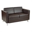 Scranton & Co Contemporary Loveseat in Espresso Faux Leather Silver Legs