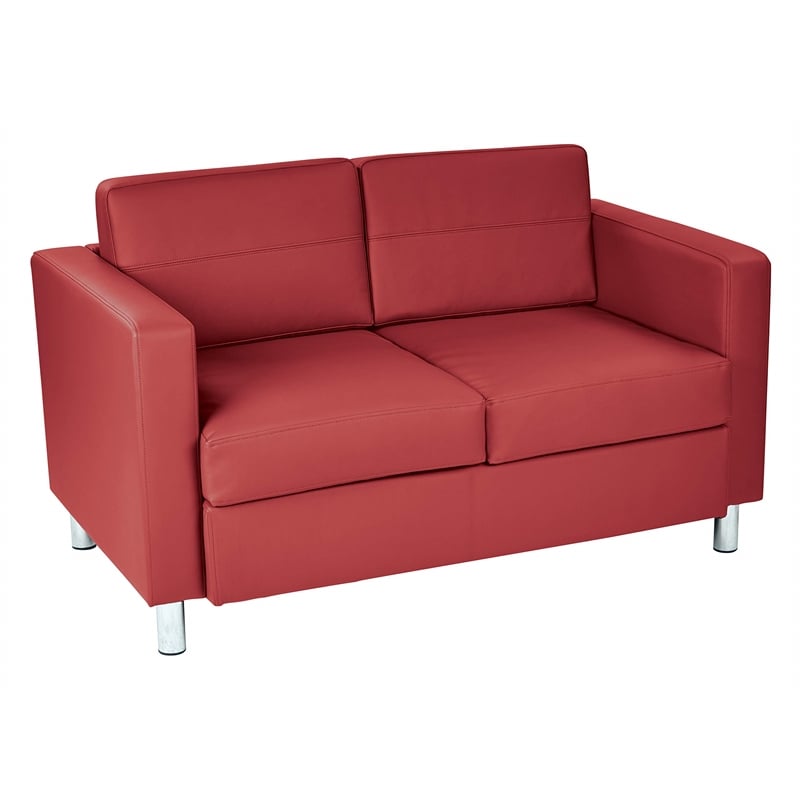 Scranton & Co Contemporary Loveseat in Lipstick Red Faux Leather