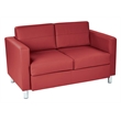 Scranton & Co Contemporary Loveseat in Lipstick Red Faux Leather