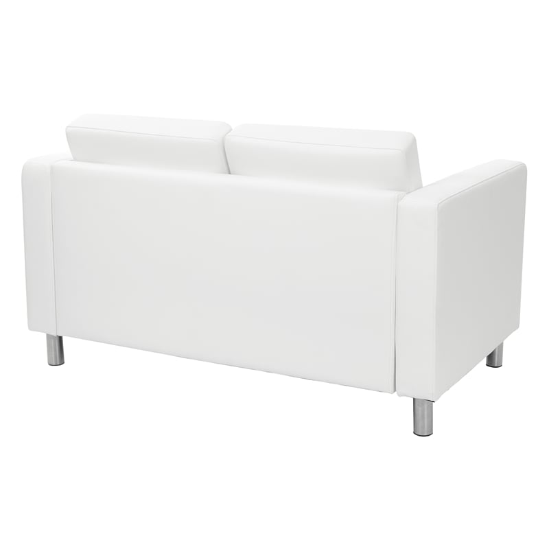 Scranton & Co Contemporary Loveseat in Snow White Faux Leather