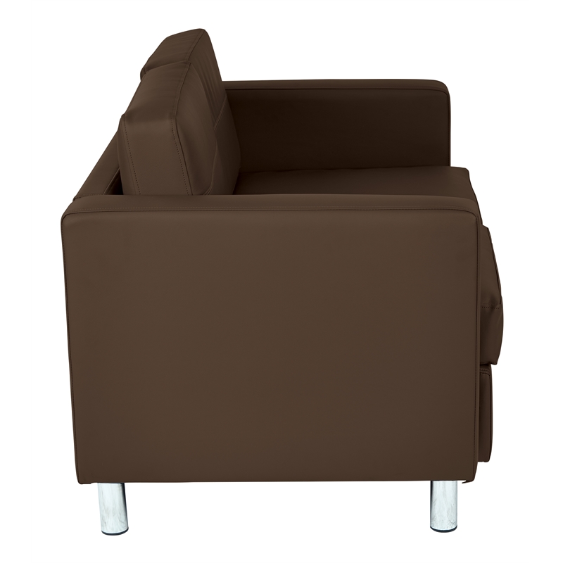 Scranton & Co Contemporary Loveseat in Java Brown Faux Leather