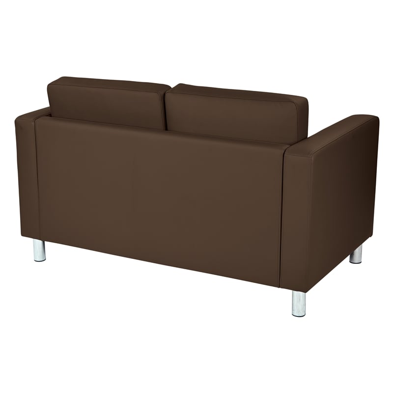 Scranton & Co Contemporary Loveseat in Java Brown Faux Leather