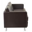 Scranton & Co Easy-Care Espresso Brown Faux Leather Sofa with Silver Legs