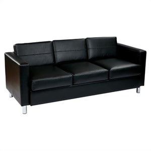 Scranton & Co Easy-Care Black Faux Leather Sofa with Box Spring Seats