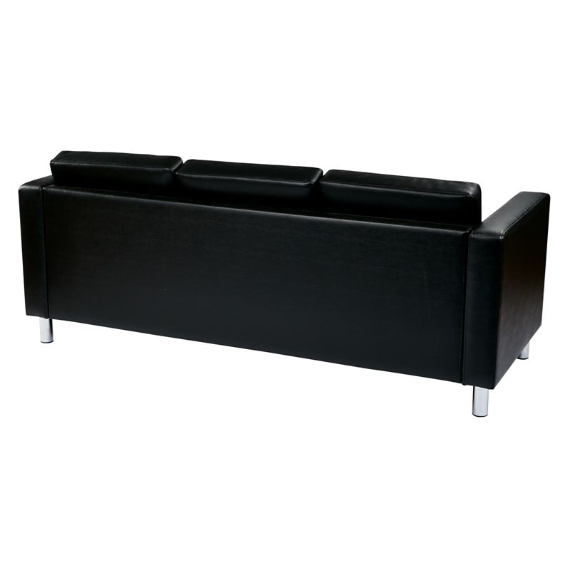 Scranton & Co Easy-Care Black Faux Leather Sofa with Box Spring Seats