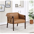 Scranton & Co Sling Accent Chair in Camel Brown Faux Leather Walnut Frame