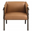 Scranton & Co Sling Accent Chair in Camel Brown Faux Leather Walnut Frame