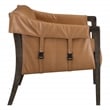 Scranton & Co Sling Accent Chair in Camel Brown Faux Leather Walnut Frame