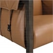 Scranton & Co Sling Accent Chair in Camel Brown Faux Leather Walnut Frame