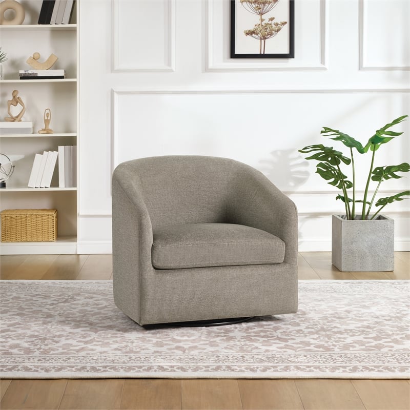 Scranton & Co Barrel Swivel Tub Chair in Taupe Fabric Fully Assembled