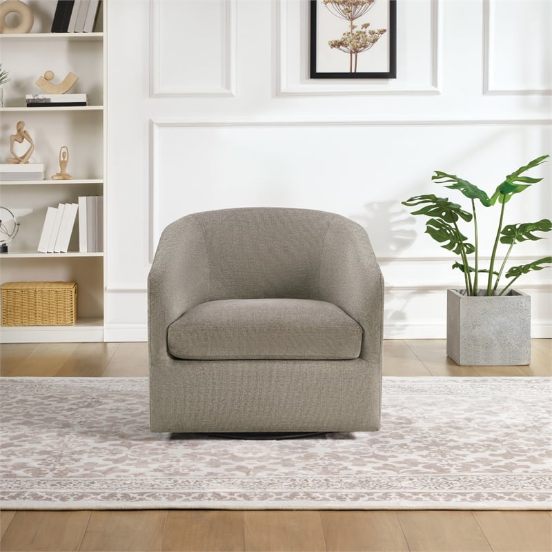 Scranton & Co Barrel Swivel Tub Chair in Taupe Fabric Fully Assembled