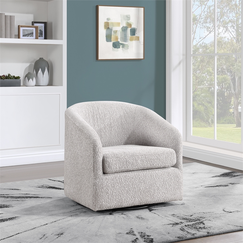 Scranton & Co Barrel Swivel Tub Chair in Ash Gray Fabric Fully Assembled
