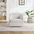 Scranton & Co Barrel Swivel Accent Chair in Cream Fabric Fully Assembled