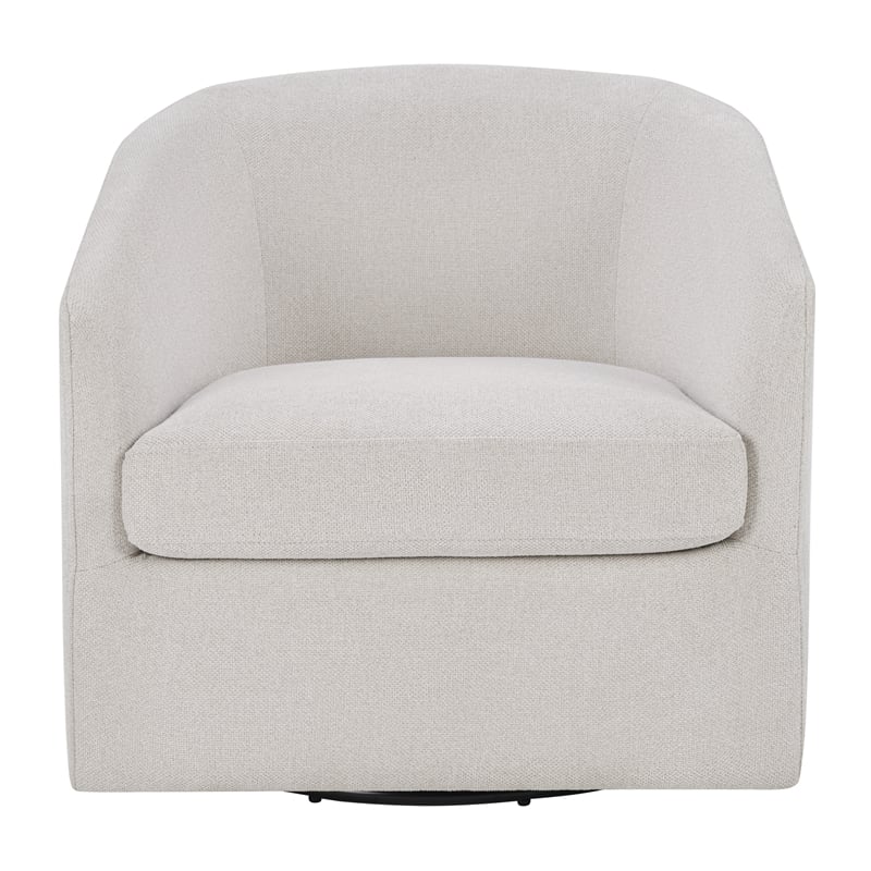 Scranton & Co Barrel Swivel Accent Chair in Cream Fabric Fully Assembled